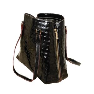 Arcadia Large Black Leather Convertible Tote Bag